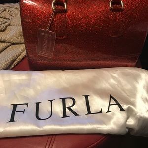 Furla Candy Bag, red glitter, 100% authentic